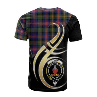 Scottish Logan Modern Clan Crest Tartan T-Shirt Believe in Me Back Side Tartan Plaid