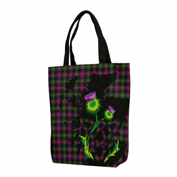Scottish Logan Modern Clan Tartan Canvas Bag With Shoulder Strap With Thistle Tartan Plaid 1