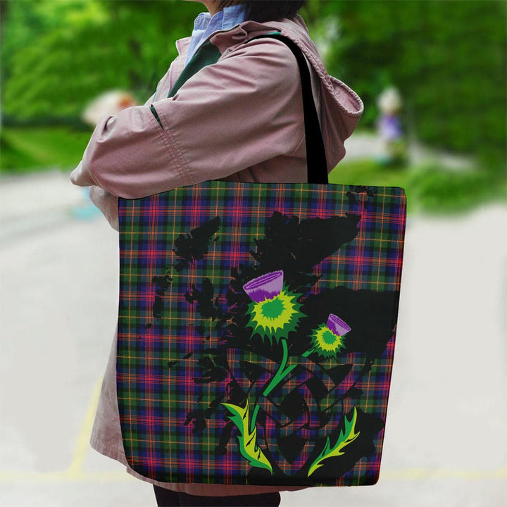 Scottish Logan Modern Clan Tartan Canvas Bag With Shoulder Strap With Thistle Tartan Plaid 2