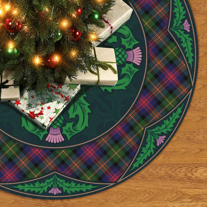 Scottish Logan Modern Clan Tartan Christmas Tree Skirt Old Scottish Thistle Flower No Tassels Tartan Plaid 2