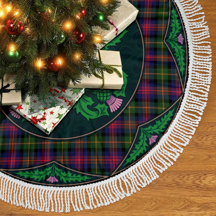 Scottish Logan Modern Clan Tartan Christmas Tree Skirt Old Scottish Thistle Flower Tassels Tartan Plaid 2
