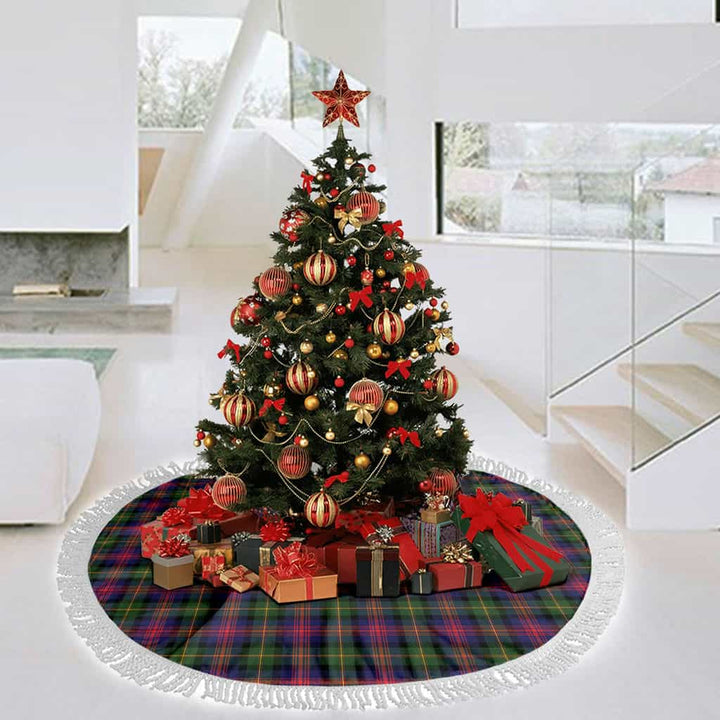 Scottish Logan Modern Clan Tartan Christmas Tree Skirt Tassels 3 Tartan Plaid