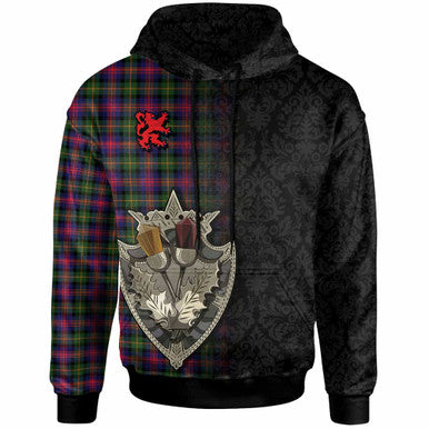 Scottish Logan Modern Clan Tartan Hoodie - Half Thistle Flowers Celtic Design Front Side Tartan Plaid