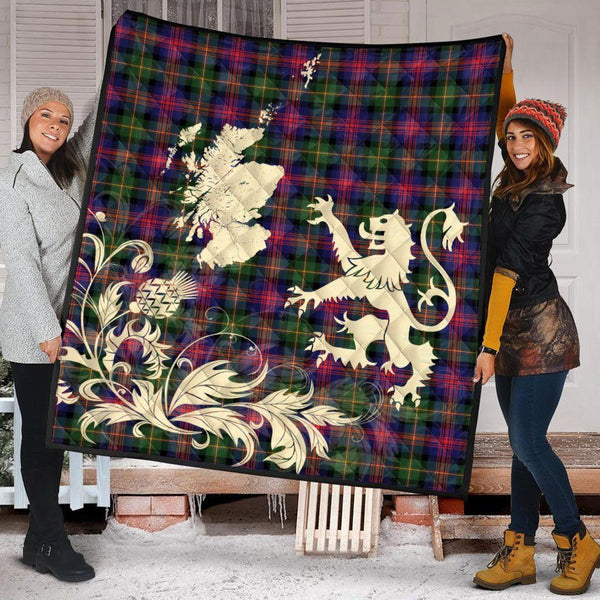 Scottish Logan Modern Clan Tartan Quilt Rampant Lion with Thistle Tartan Plaid 2