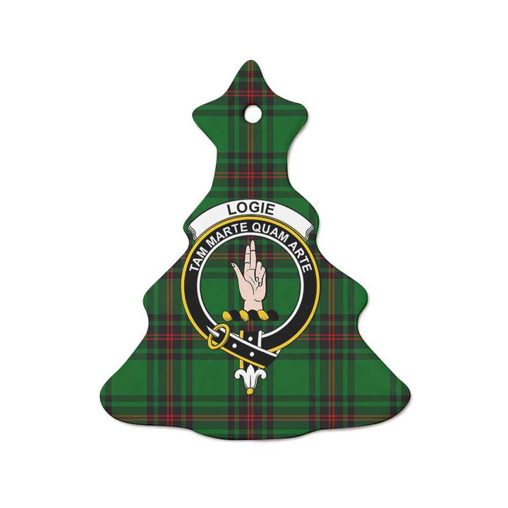 Scottish Logie Clan Crest Tartan Ceramic Ornament Tree Shape Tartan Plaid