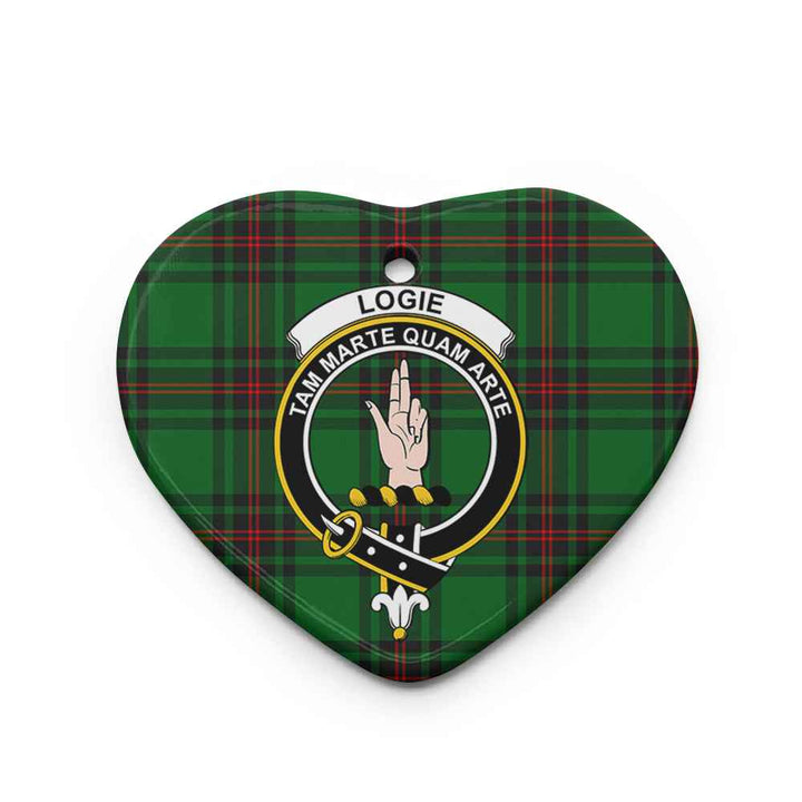 Scottish Logie Clan Crest Tartan Ceramic Ornament Heart Shape Tartan Plaid