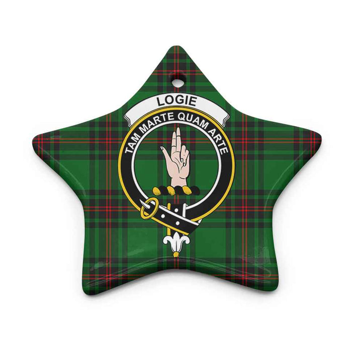 Scottish Logie Clan Crest Tartan Ceramic Ornament Star Shape Tartan Plaid