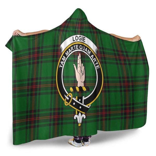 Scottish Logie Clan Crest Tartan Hooded Blanket Tartan Plaid 2