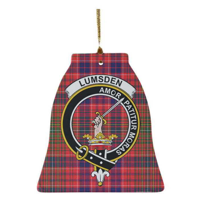 Scottish Lumsden Clan Crest Tartan Ceramic Ornament Bell Shape Tartan Plaid