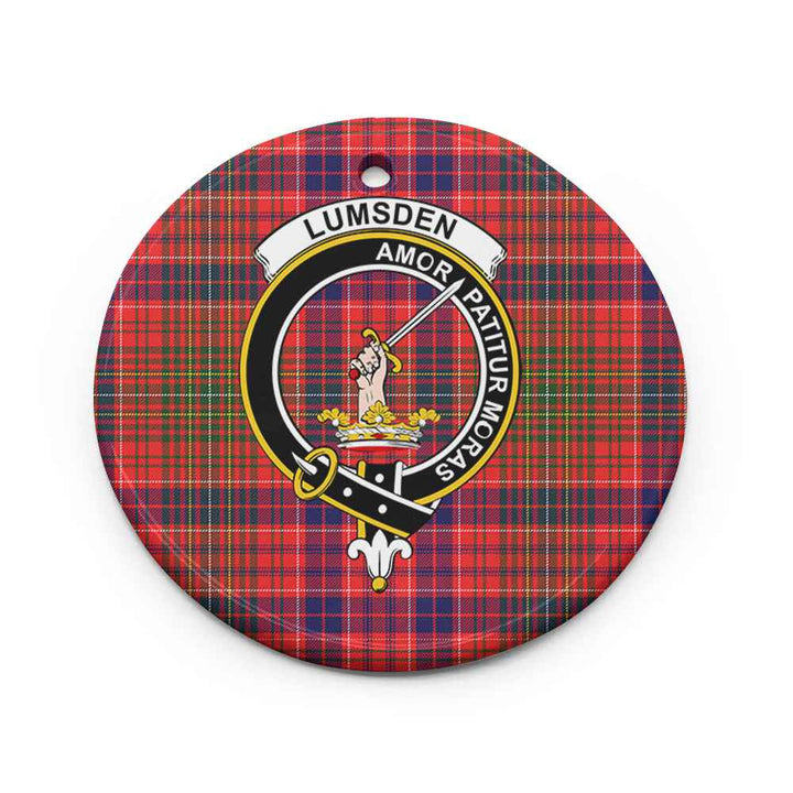 Scottish Lumsden Clan Crest Tartan Ceramic Ornament Circle Shape Tartan Plaid