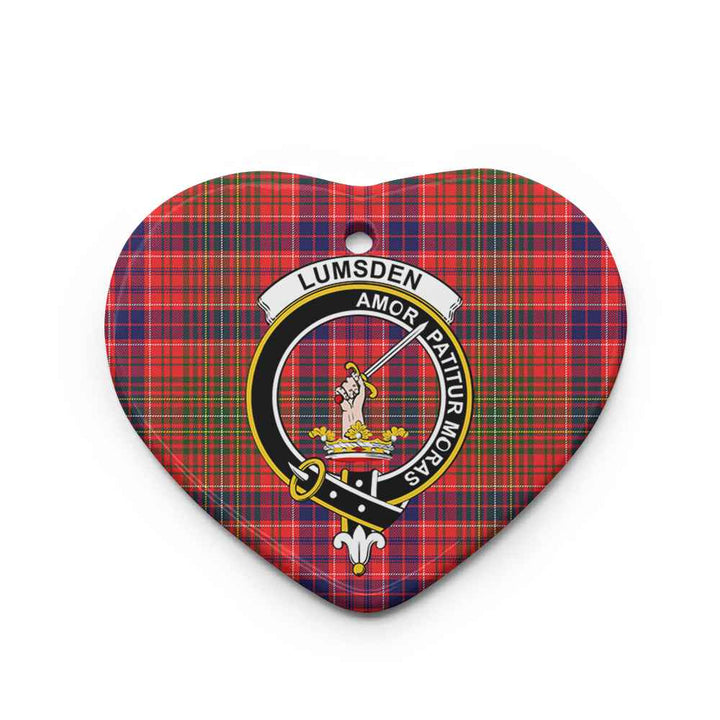 Scottish Lumsden Clan Crest Tartan Ceramic Ornament Heart Shape Tartan Plaid