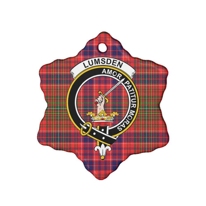 Scottish Lumsden Clan Crest Tartan Ceramic Ornament Snow Flake Shape Tartan Plaid