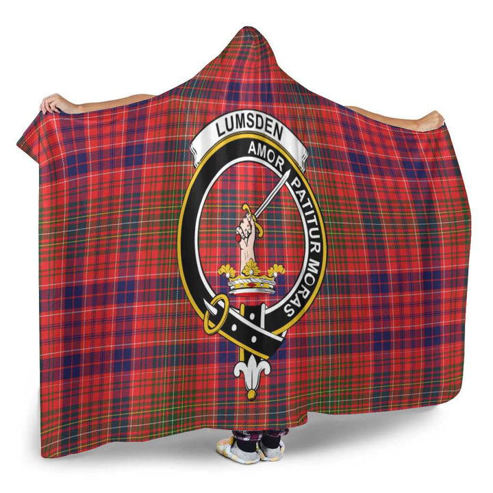 Scottish Lumsden Clan Crest Tartan Hooded Blanket Tartan Plaid 2