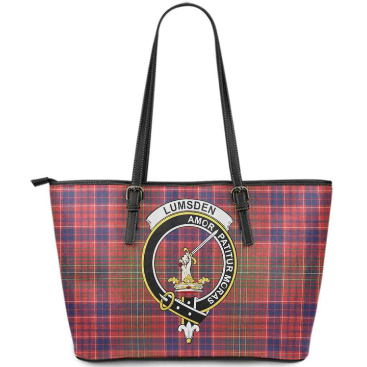Scottish Lumsden Clan Crest Tartan Leather Tote Tartan Plaid