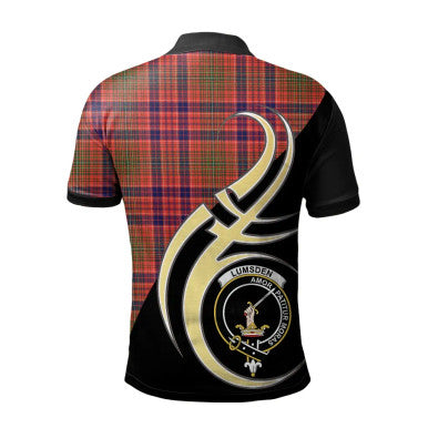 Scottish Lumsden Modern Clan Crest Tartan Polo Shirt Believe in Me Back Side Tartan Plaid