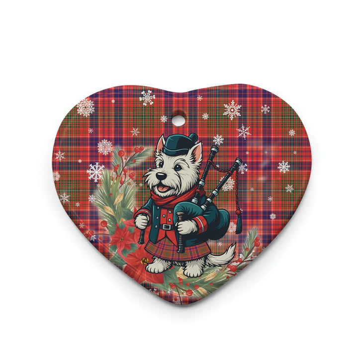 Scottish Lumsden Modern Clan Tartan Ceramic Ornament Cute Scottish Terrier Dog Heart Style Tartan Plaid