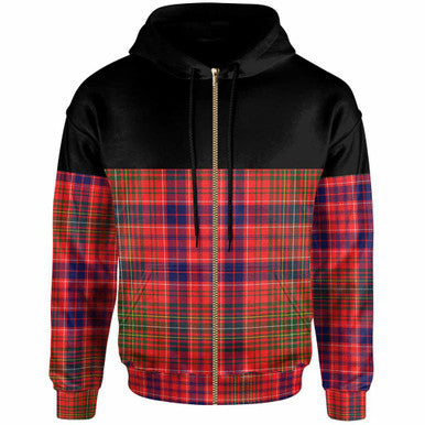 Scottish Lumsden Modern Clan Tartan Hoodie - Horizontal Style Zip Tartan Plaid