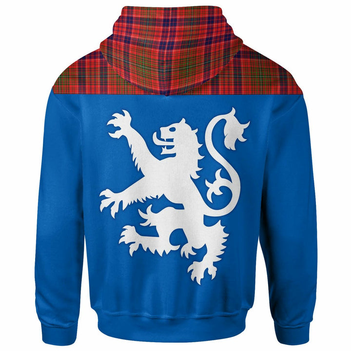Scottish Lumsden Modern Clan Tartan Hoodie - Lion Rampant of Scotland With Flag back Side Tartan Plaid
