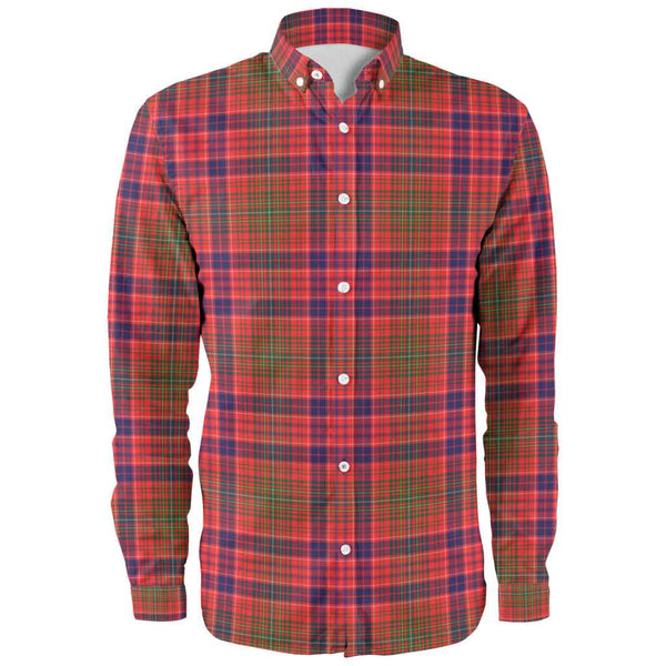 Scottish Lumsden Modern Clan Tartan Long Sleeve Shirt Front Side Tartan Plaid
