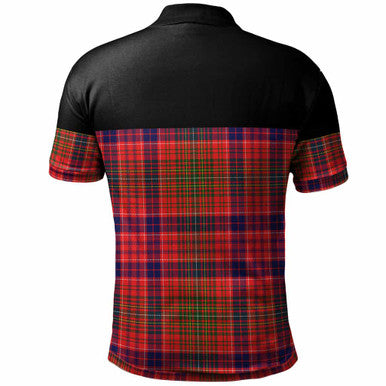 Scottish Lumsden Modern Clan Tartan Polo Shirt - Horizontal Style Back Side Tartan Plaid