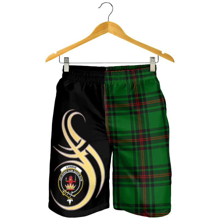 Scottish Lundin Clan Crest Tartan Believe in Me Men's Shorts