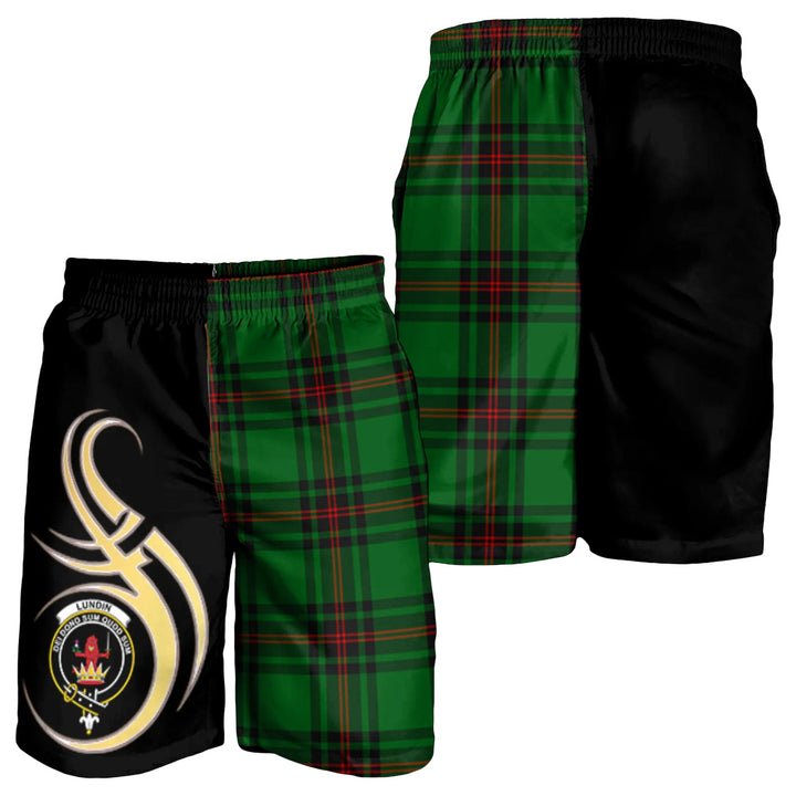 Scottish Lundin Clan Crest Tartan Believe in Me Men's Shorts