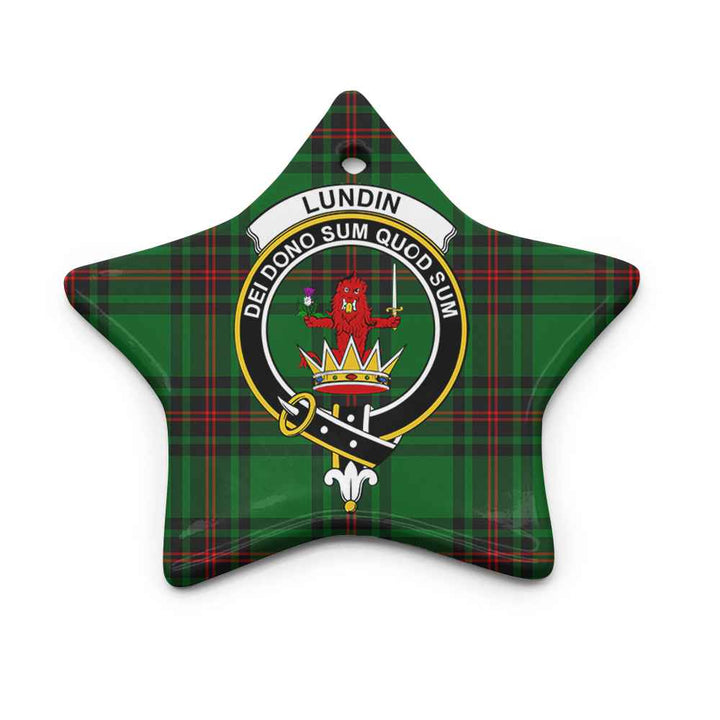 Scottish Lundin Clan Crest Tartan Ceramic Ornament Star Shape Tartan Plaid