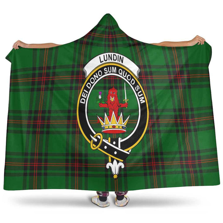 Scottish Lundin Clan Crest Tartan Hooded Blanket Tartan Plaid 1