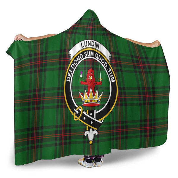 Scottish Lundin Clan Crest Tartan Hooded Blanket Tartan Plaid 2