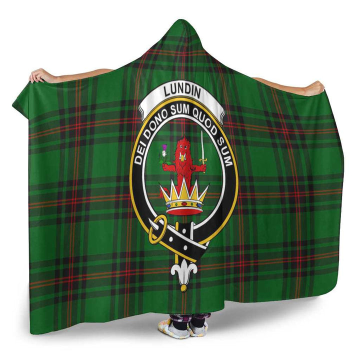 Scottish Lundin Clan Crest Tartan Hooded Blanket Tartan Plaid 2