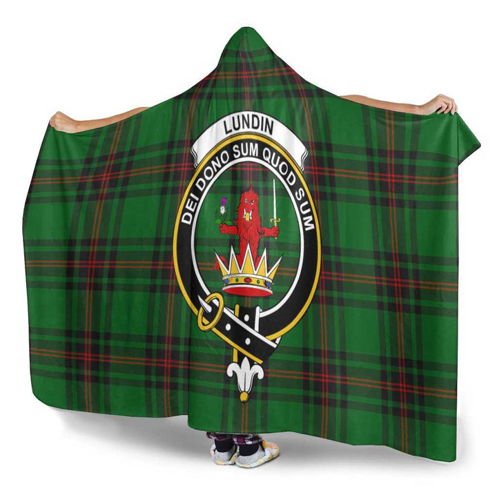 Scottish Lundin Clan Crest Tartan Hooded Blanket Tartan Plaid 3