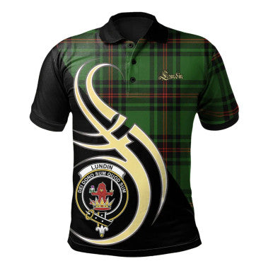 Scottish Lundin Clan Crest Tartan Polo Shirt Believe in Me Front Side Tartan Plaid
