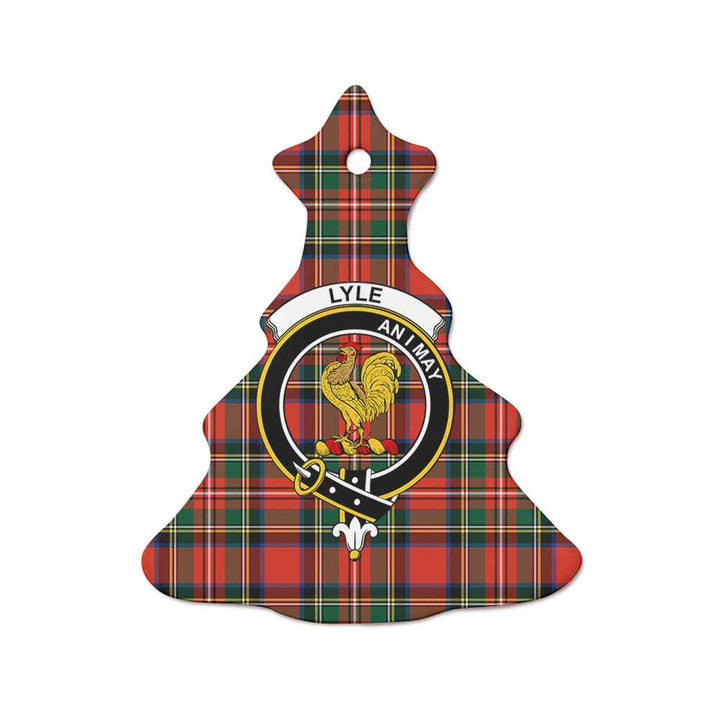 Scottish Lyle Clan Crest Tartan Ceramic Ornament Tree Shape Tartan Plaid