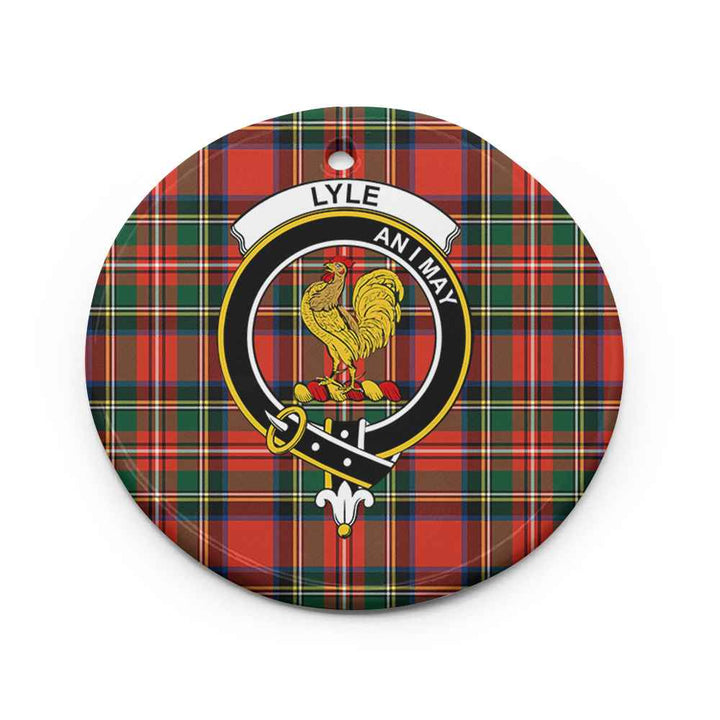 Scottish Lyle Clan Crest Tartan Ceramic Ornament Circle Shape Tartan Plaid