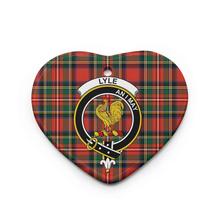 Scottish Lyle Clan Crest Tartan Ceramic Ornament Heart Shape Tartan Plaid