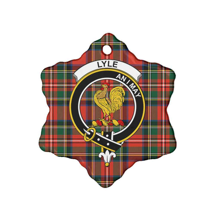 Scottish Lyle Clan Crest Tartan Ceramic Ornament Snow Flake Shape Tartan Plaid