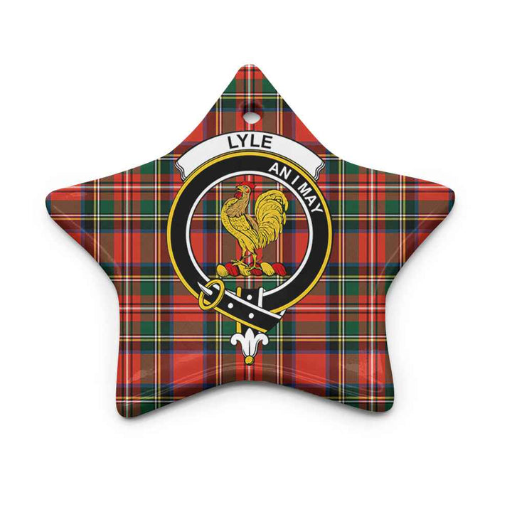 Scottish Lyle Clan Crest Tartan Ceramic Ornament Star Shape Tartan Plaid