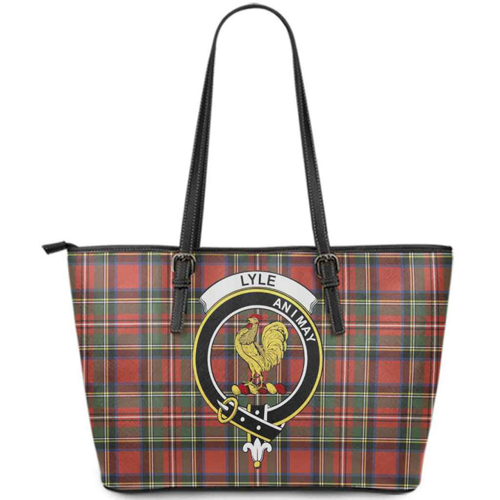 Scottish Lyle Clan Crest Tartan Leather Tote Tartan Plaid