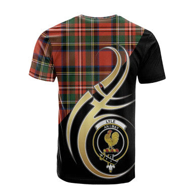 Scottish Lyle Clan Crest Tartan T-Shirt Believe in Me Back Side Tartan Plaid