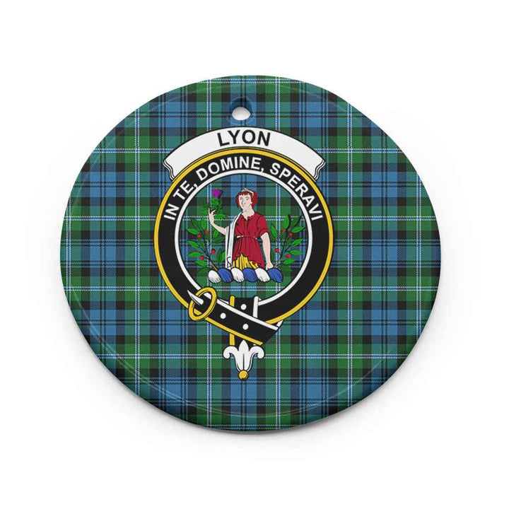 Scottish Lyon Clan Crest Tartan Ceramic Ornament Circle Shape Tartan Plaid