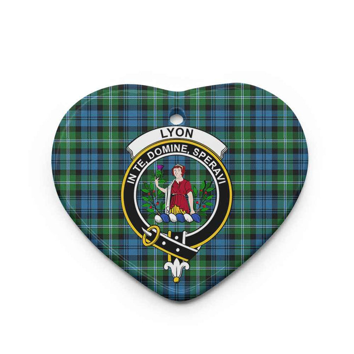 Scottish Lyon Clan Crest Tartan Ceramic Ornament Heart Shape Tartan Plaid
