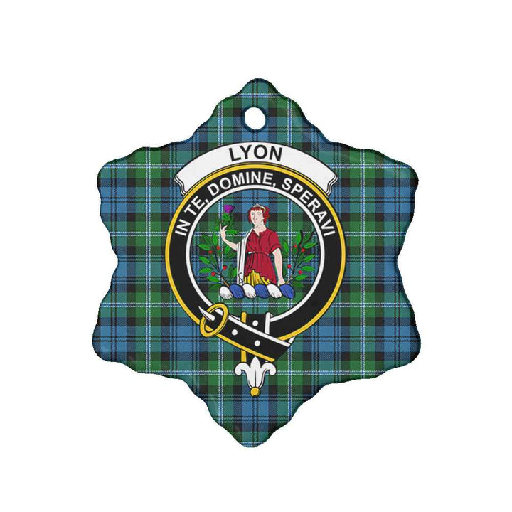 Scottish Lyon Clan Crest Tartan Ceramic Ornament Snow Flake Shape Tartan Plaid