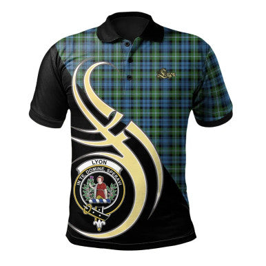 Scottish Lyon Clan Crest Tartan Polo Shirt Believe in Me Front Side Tartan Plaid