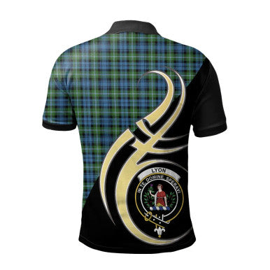 Scottish Lyon Clan Crest Tartan Polo Shirt Believe in Me Back Side Tartan Plaid