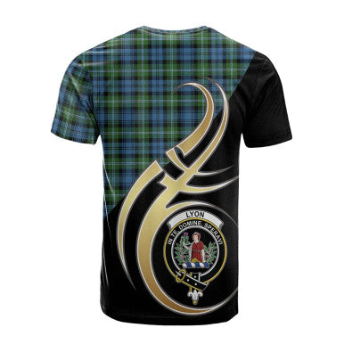 Scottish Lyon Clan Crest Tartan T-Shirt Believe in Me Back Side Tartan Plaid