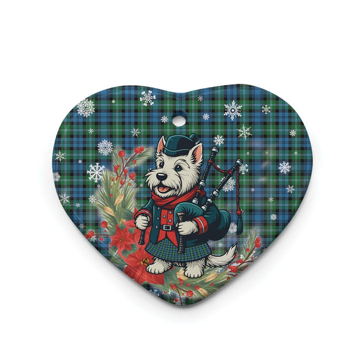 Scottish Lyon Clan Tartan Ceramic Ornament Cute Scottish Terrier Dog Heart Style Tartan Plaid