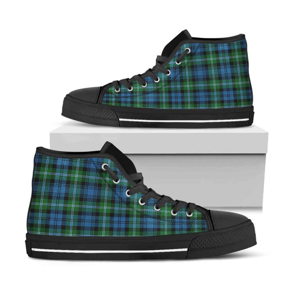 Scottish Lyon Clan Tartan High Top Shoes Black Sole Tartan Plaid