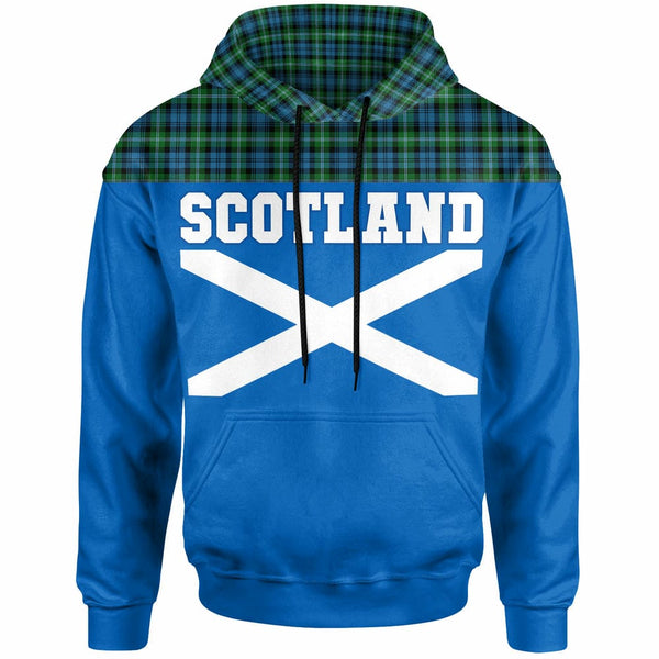 Scottish Lyon Clan Tartan Hoodie - Lion Rampant of Scotland With Flag Front Side Tartan Plaid