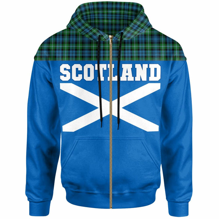 Scottish Lyon Clan Tartan Hoodie - Lion Rampant of Scotland With Flag Zip-up Tartan Plaid