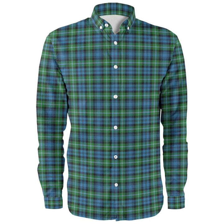 Scottish Lyon Clan Tartan Long Sleeve Shirt Front Side Tartan Plaid